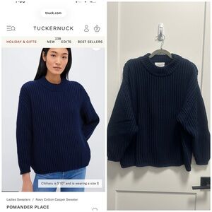 Tuckernuck Pomander Place Navy Blue Crew Neck Sweater